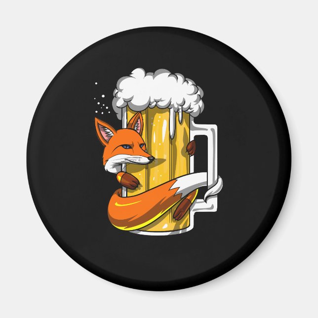 Funny Fox Beer Drinking Animal Funny Party Magnet (Front)