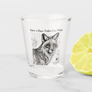 Funny Fox Black White Ink Customized Shot Glass