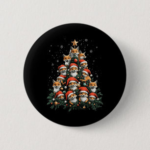 Funny Fox Christmas Foxes Xmas Tree Fox Lover Kids 2 Inch Round Button