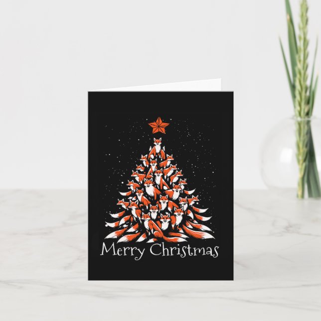 Funny Fox Christmas Tree Foxes Xmas  Card (Front)