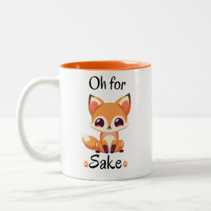 Funny fox , gift for dad , oh for fox sake  Two-Tone coffee mug