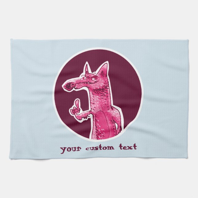 funny fox gives advice to us cartoon kitchen towel (Horizontal)