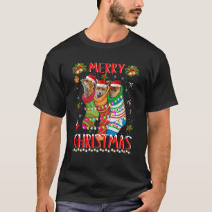 Funny Fox In Socks Merry Christmas Pajama Xmas Ani T-Shirt