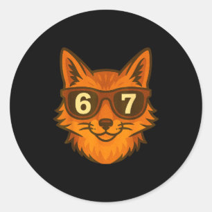 Funny Fox Sungles 67 Six Seven Meme  Classic Round Sticker
