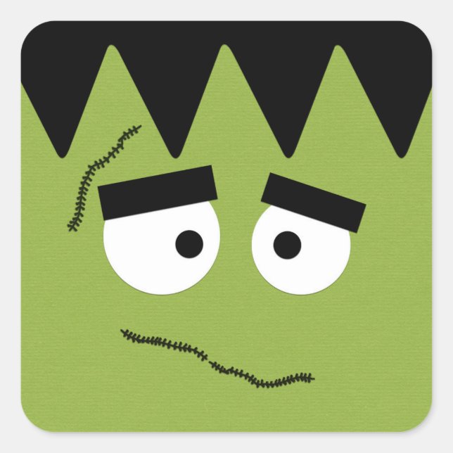 Funny Frankenstein Face for Halloween Square Sticker (Front)