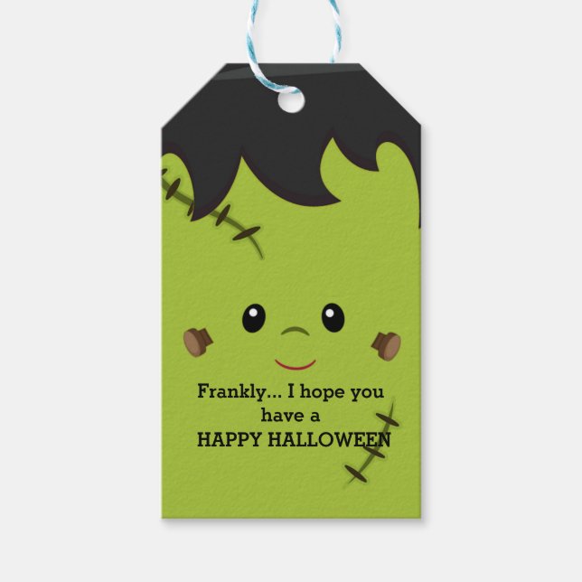 Funny Frankenstein Halloween Favour Tag (Front)