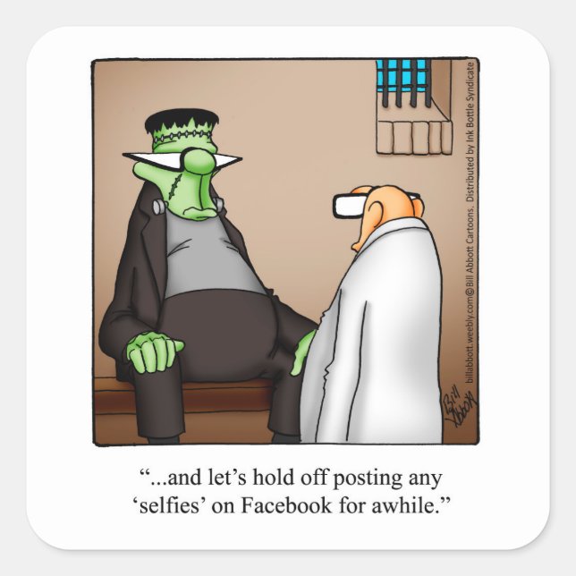 Funny Frankenstein Humour Halloween Stickers (Front)