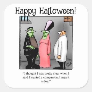 Funny Frankenstein  Humour Halloween Stickers