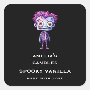 Funny Frankenstein Monster - Candle Business Square Sticker