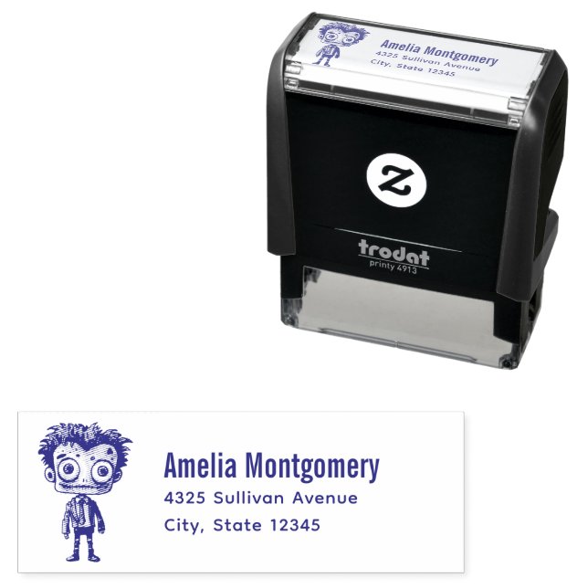 Funny Frankenstein Monster Halloween Fun Address Self-inking Stamp (In Situ)
