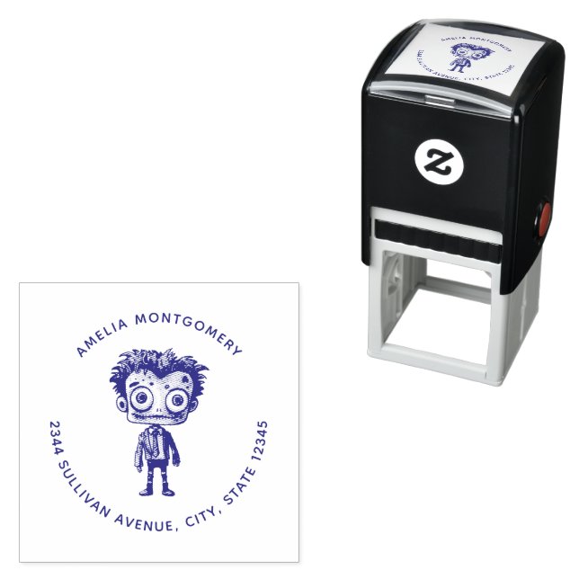 Funny Frankenstein Monster Halloween Fun Address Self-inking Stamp (In Situ)