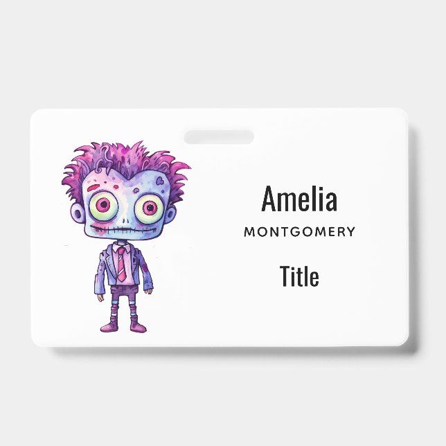 Funny Frankenstein Monster Halloween Fun Badge (Front)