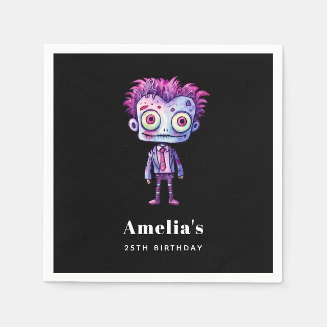 Funny Frankenstein Monster Halloween Fun Birthday Napkin (Front)