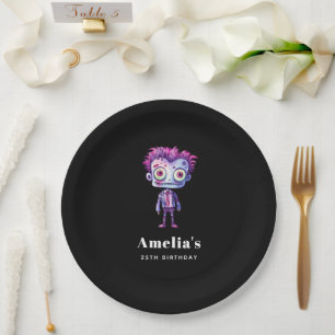 Funny Frankenstein Monster Halloween Fun Birthday Paper Plate