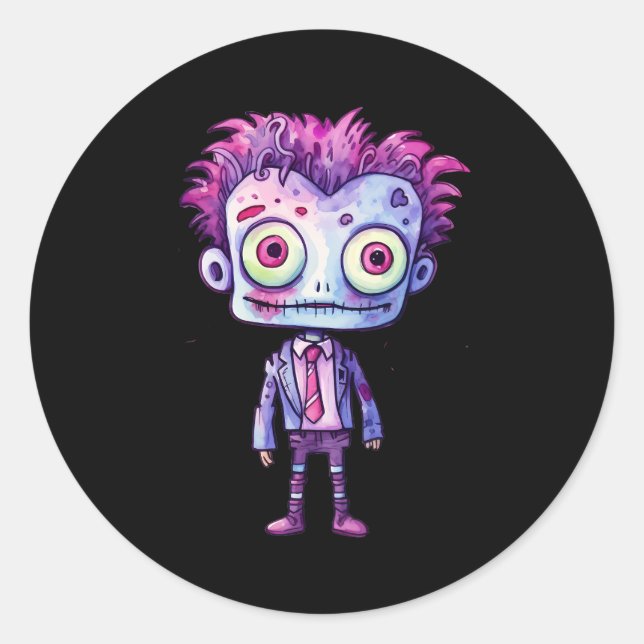 Funny Frankenstein Monster Halloween Fun Classic Round Sticker (Front)