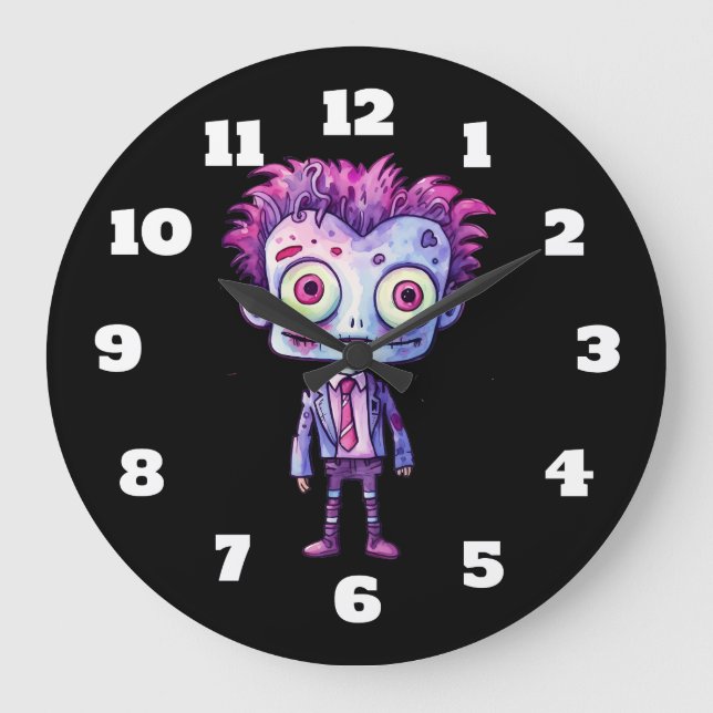 Funny Frankenstein Monster Halloween Fun Large Clock (Front)
