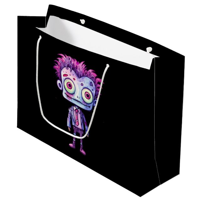 Funny Frankenstein Monster Halloween Fun Large Gift Bag (Front Angled)