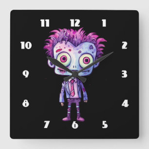 Funny Frankenstein Monster Halloween Fun Square Wall Clock
