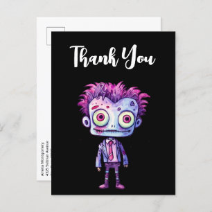 Funny Frankenstein Monster Halloween Fun Thank You Postcard