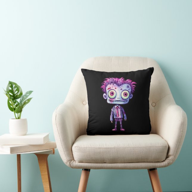 Funny Frankenstein Monster Halloween Fun Throw Pillow (Chair)