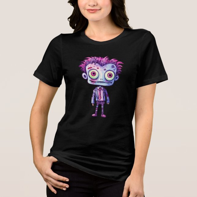 Funny Frankenstein Monster Halloween Fun Tri-Blend Shirt (Front)