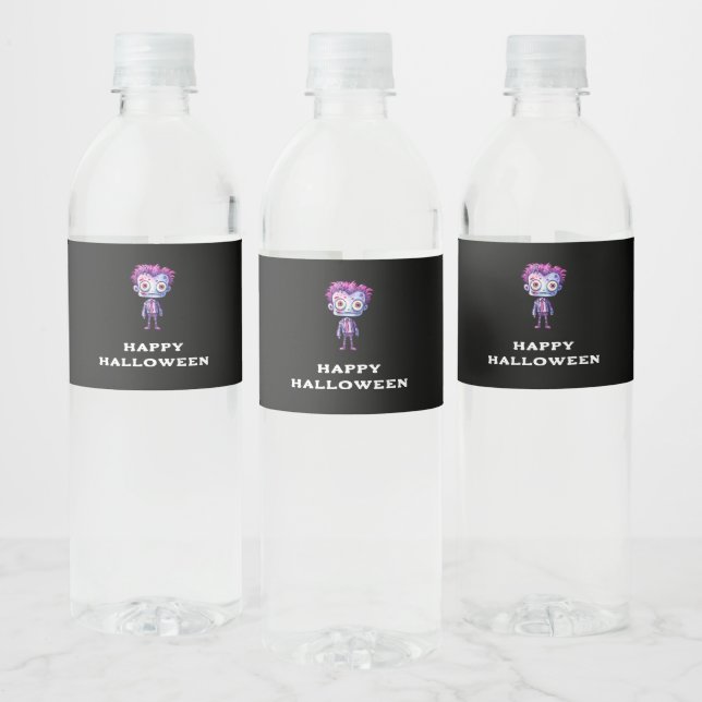 Funny Frankenstein Monster Halloween Fun Water Bottle Label (Bottles)