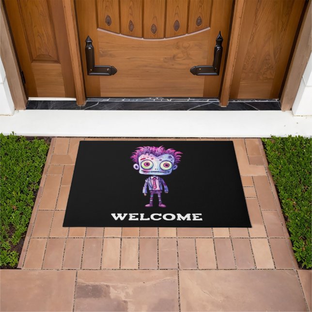 Funny Frankenstein Monster Halloween Fun Welcome Doormat (Outdoor)