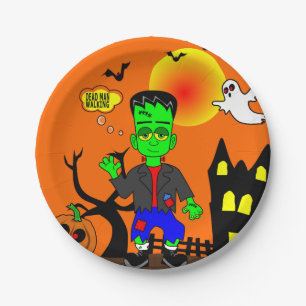 Funny Frankenstein's Monster Image Paper Plate
