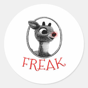 Funny Freak Rudolph The Red Nosed Reindeer Christm Classic Round Sticker
