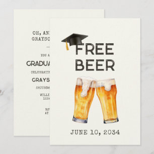 Funny Free Beer Graduation Party Invitation