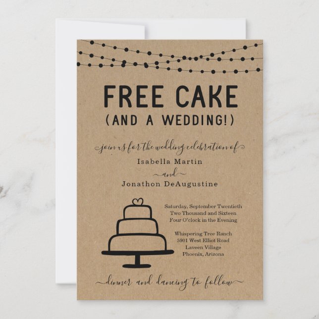 Funny Free Cake et une Faire-part de mariage (Devant)