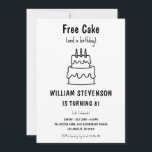 Funny Free Cake Joke Simple Quirky 81st Birthday Invitation<br><div class="desc">Ready for some laughs (and maybe some cake)? Our "Free Cake (and a Birthday)" Funny Invitation is perfect for anyone who loves a good joke and a simple, stylish design! Featuring a playful hand-drawn style in classic black and white, this invitation humorously prioritizes the sweet treats, letting guests know exactly...</div>