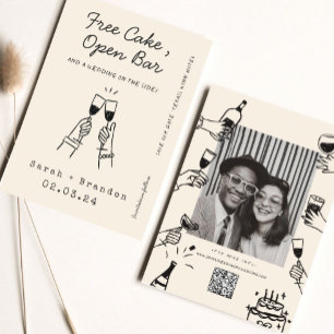Funny Free Cake Open Bar  Photo Qr Code  Save The Date