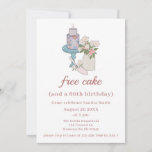 Funny Free Cake Womens 60th Birthday Invitation<br><div class="desc">With a beautiful hand illustrated flower,  Mason jar and birthday cake design these minimalist invites are a funny way to invite guests to your 60th birthday celebrations.</div>