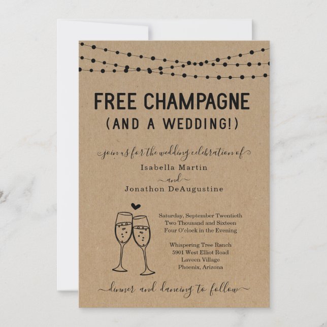 Funny Free Champagne and a Wedding Invitation (Front)