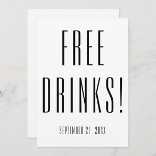Funny Free Drinks Black White Wedding Save The Date