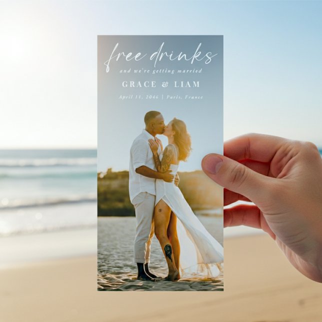 Funny Free Drinks Bookmark Modern Photo Save The Date (Creator Uploaded)