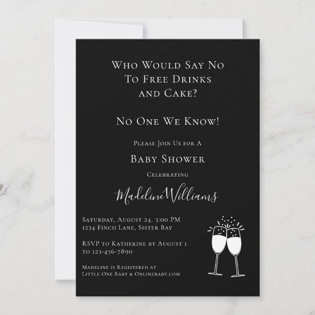 Funny Free Drinks Cake Baby Shower Invitation (Front)