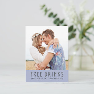 Funny Free Drinks Photo Budget Save the Date Announcement Postcard