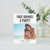 Funny Free Drinks Photo Save the Dates  Announcement Postcard (Standing Front)