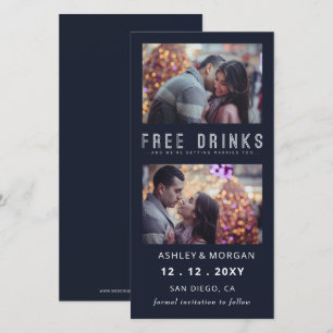 Funny Free Drinks Photo Wedding save The Date Anno Announcement