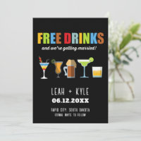 Funny Free Drinks Photo Wedding Save the Date