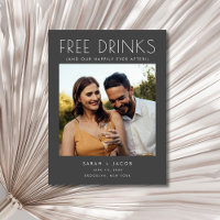 Funny Free Drinks Wedding Grey Save the Date