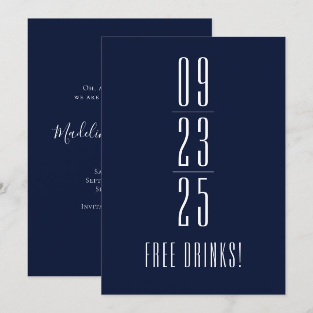 Funny Free Drinks Wedding Save The Date (Front/Back)