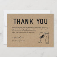 Funny Free Drinks Wine & Beer Thank You Card