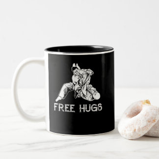 Funny Free Hugs Brazilian Jiu-Jitsu MMA BJJ Two-Tone Coffee Mug