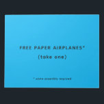 Funny Free Paper Airplanes Joke Notepad<br><div class="desc">Free paper airplanes,  some assembly required. Leave it on a desk and watch everyone's inner kid come out to play. :)</div>