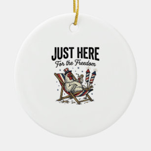 Funny Freedom Rooster Vintage Patriotic Shirt_1 Ceramic Ornament