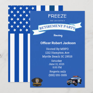 Funny Freeze Police Department Retirement   Invitation
