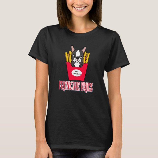 Funny French Bulldog and Fastfood T-Shirt (Front)